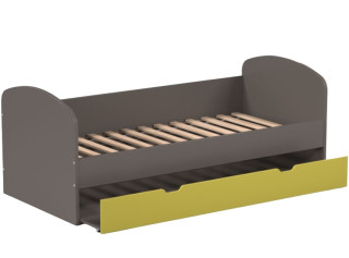 REA ABRA šedý grafit + farebné čelo, detská posteľ s prístelkou 90x200 cm
