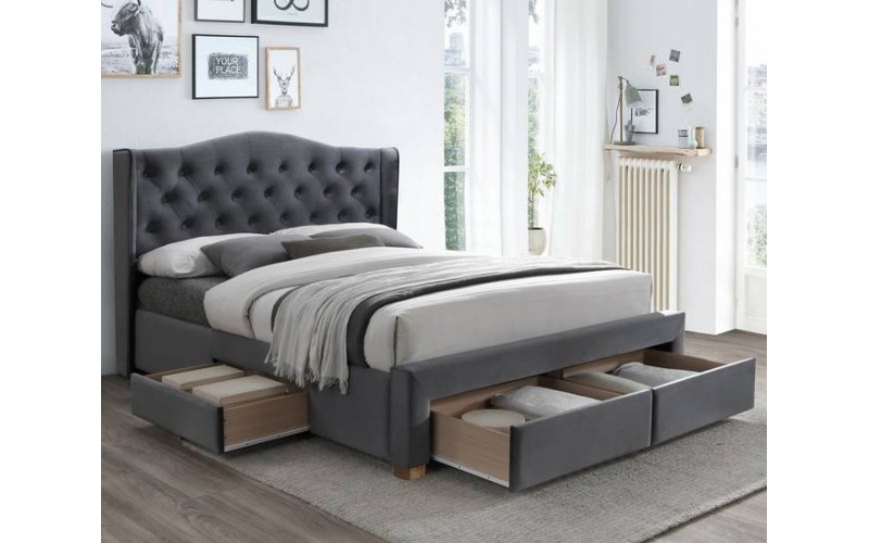 ASPEN VELVET 2 sivá, posteľ s roštom 160 x 200 cm