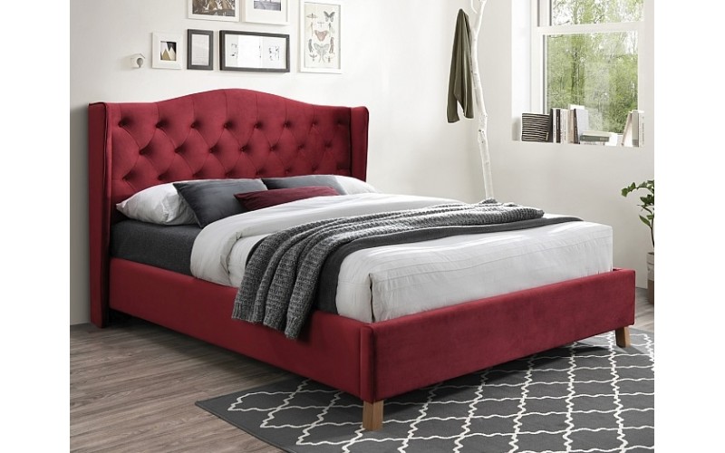 ASPEN VELVET bordová, manželská posteľ s roštom 160x200 cm