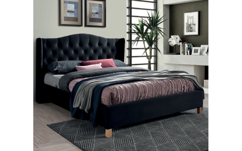 ASPEN VELVET čierna, posteľ s roštom 160 x 200 cm