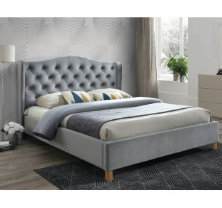 ASPEN VELVET sivá, manželská posteľ s roštom 160x200 cm