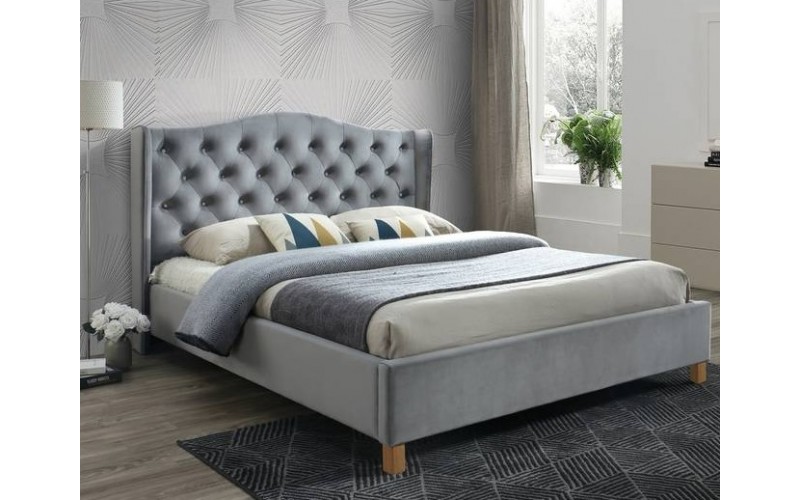ASPEN VELVET sivá, čalúnená posteľ s roštom 140x200 cm
