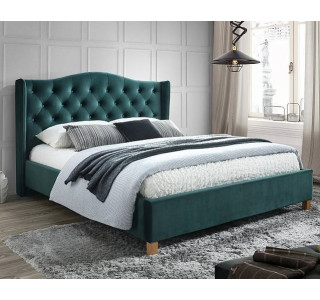 ASPEN VELVET zelená, manželská posteľ s roštom 160x200 cm
