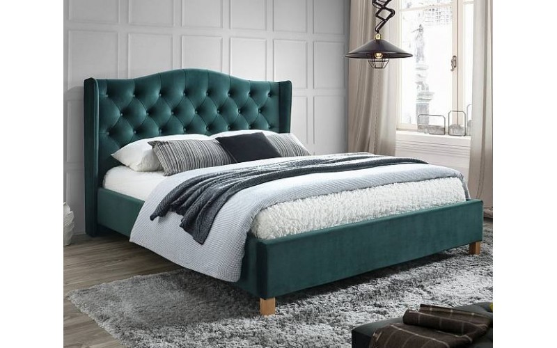 ASPEN VELVET zelená, posteľ s roštom 140 x 200 cm