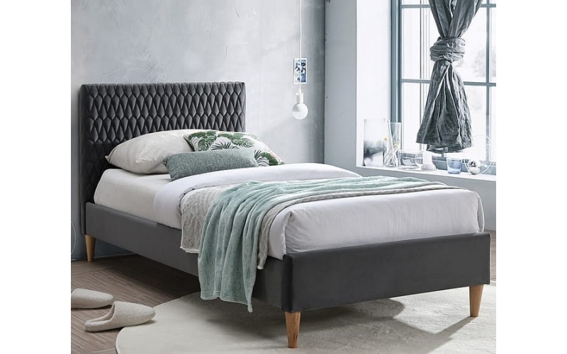 AZURRO VELVET sivá, posteľ s roštom 90 x 200 cm