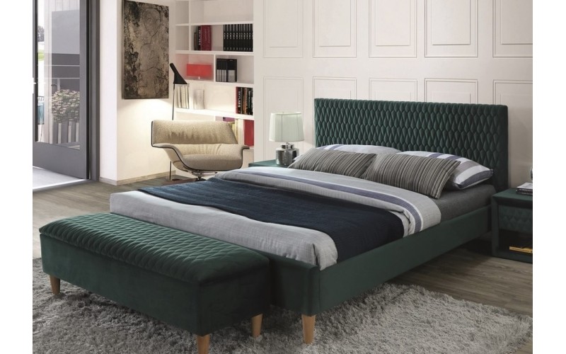 AZURRO VELVET zelená, posteľ s roštom 140 x 200 cm