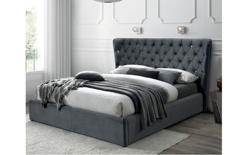 CARVEN VELVET sivá, manželská posteľ s roštom 160x200 cm