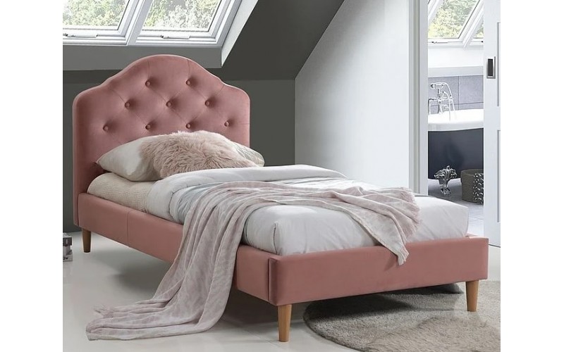 CHLOE VELVET anticka ružová, jednolôžková posteľ s roštom 90x200 cm