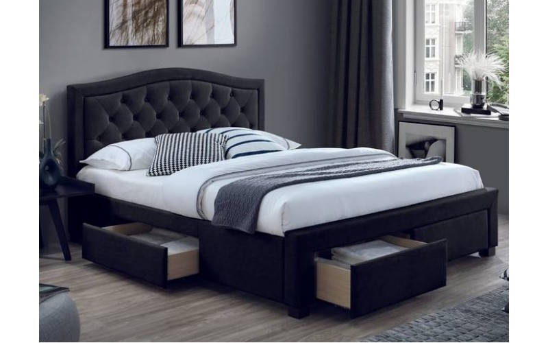 ELECTRA VELVET čierna, posteľ s roštom 160 x 200 cm