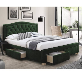 ELECTRA VELVET zelená, manželská posteľ s úložným priestorom 160x200 cm