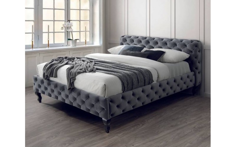 HERRERA VELVET sivá, čalúnená posteľ s roštom 160x200 cm