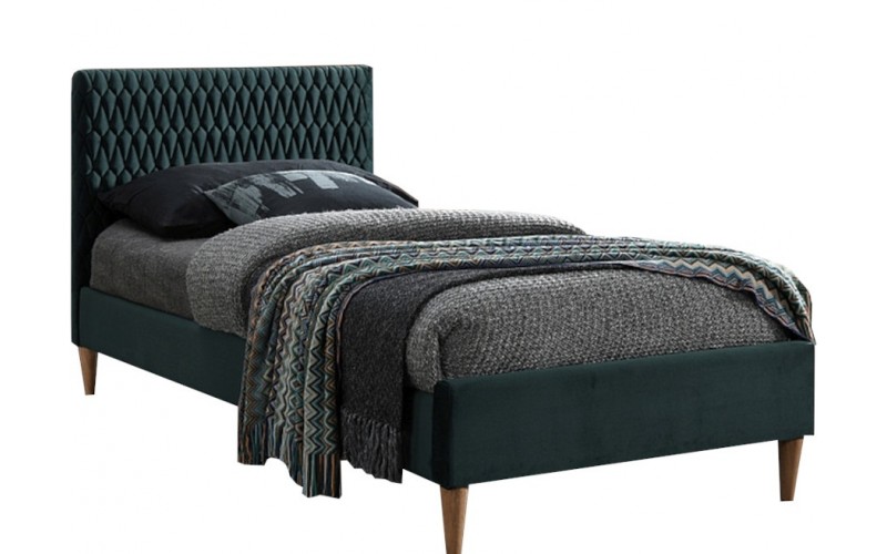 AZURRO VELVET zelená, jednolôžková posteľ s roštom 90x200 cm