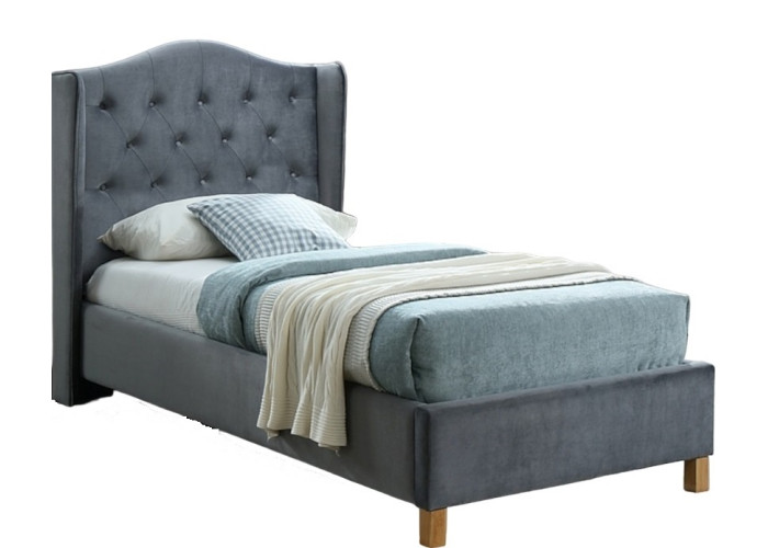 ASPEN VELVET sivá, študentská posteľ s roštom 90x200 cm