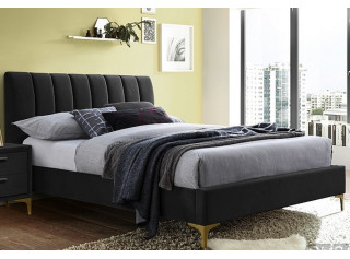 MIRAGE VELVET čierna, manželská posteľ s roštom 160x200 cm