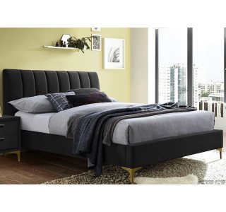 MIRAGE VELVET čierna, manželská posteľ s roštom 160x200 cm