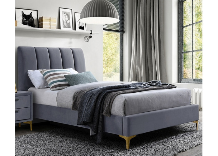 MIRAGE VELVET sivá, jednolôžková posteľ s roštom 90x200 cm