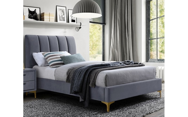 MIRAGE VELVET sivá, jednolôžková posteľ s roštom 90x200 cm