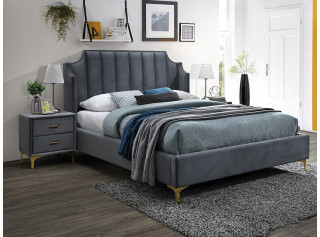 MONAKO VELVET sivá, manželská čalúnená posteľ s roštom 160x200 cm