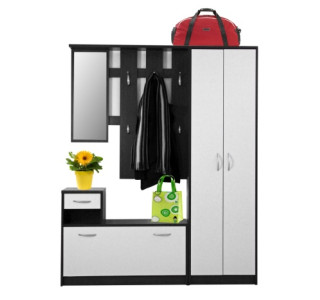 MECKI II wenge/biela, vešiaková stena, predsieň