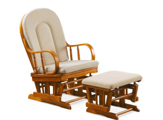 AMY dub/krémová, hojdacie kreslo s podnožkou