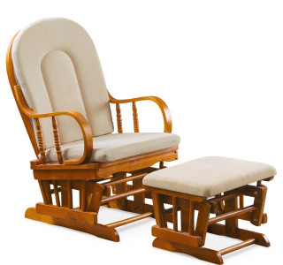 AMY dub/krémová, hojdacie kreslo s podnožkou