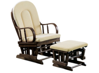 AMY orech/krémová, hojdacie kreslo s podnožkou