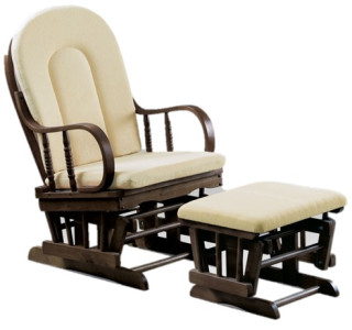 AMY orech/krémová, hojdacie kreslo s podnožkou