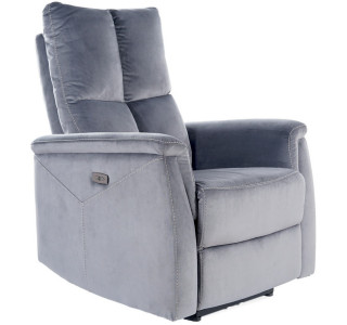 NEPTUN VELVET sivé, polohovacie kreslo