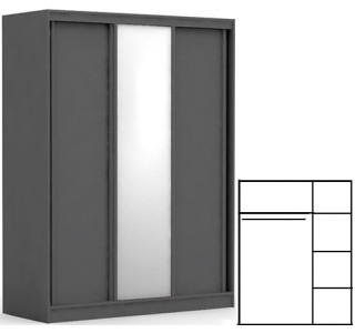 REA ATLANTA 2 šedý grafit, skriňa