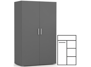 REA CATANIA 2 šedý grafit, šatníkovo-policová skriňa