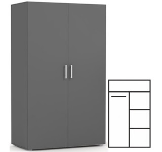 REA CATANIA 2 šedý grafit, šatníkovo-policová skriňa