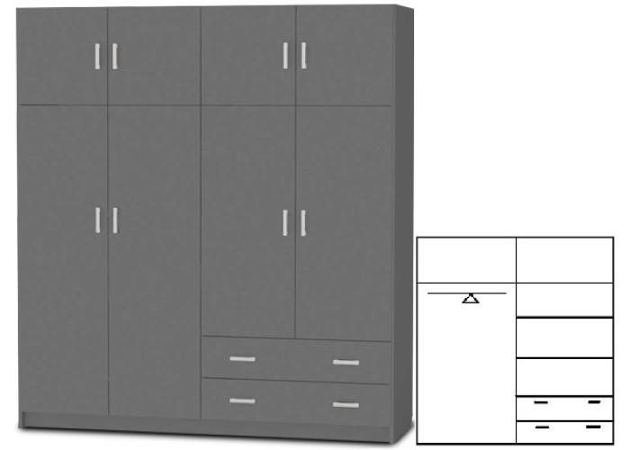 REA OREGON šedý grafit, skriňa