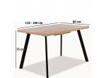 BRICK dub wotan, rozkladací jedálenský stôl 118-160x80 cm