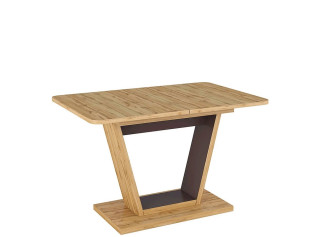 NIGEL dub wotan/hnedá, rozkladací jedálenský stôl 120-160x80 cm