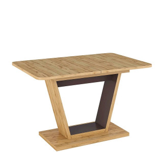 NIGEL dub wotan/hnedá, rozkladací jedálenský stôl 120-160x80 cm