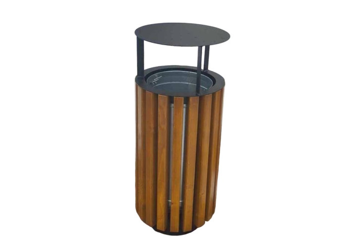 Vonkajší okrúhly odpadkový kôš so strieškou K223 objem 45 litrov Vonkajší okrúhly odpadkový kôš so strieškou K223 objem 45 litrov